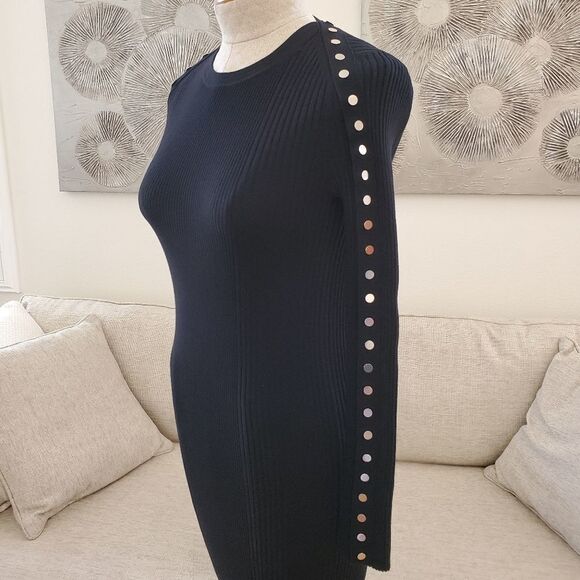 Alexander Wang Snap Button Studded Ribbed Sweater Dress size Small in Black - Picture 5 of 9